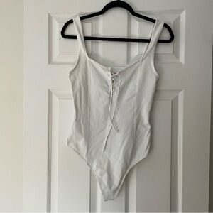 Abercrombie & Fitch White Tie-Front Bodysuit